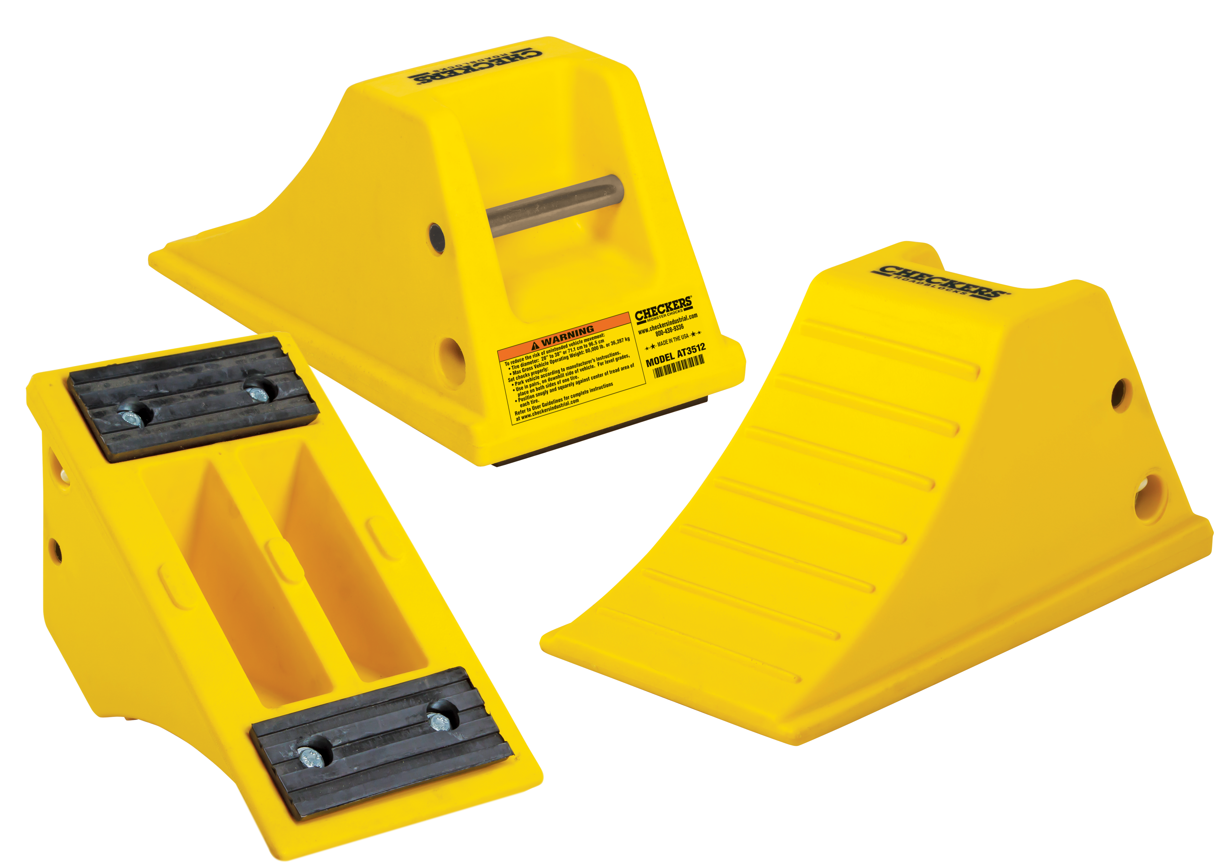 All-Terrain Heavy-Duty Wheel Chock with Rubber Pad, 40 Ton Capacity, 28-38 in. Tires - AT3512-RP-Y