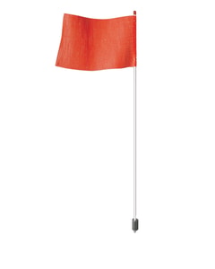 7' Light-Duty Warning Whip with White Rod and Hex Base Mount, Orange Flag - FSRR7W-HB 7' Light-Duty Warning Whip with White Rod and Hex Base Mount, Orange Flag - FSRR7W-HB