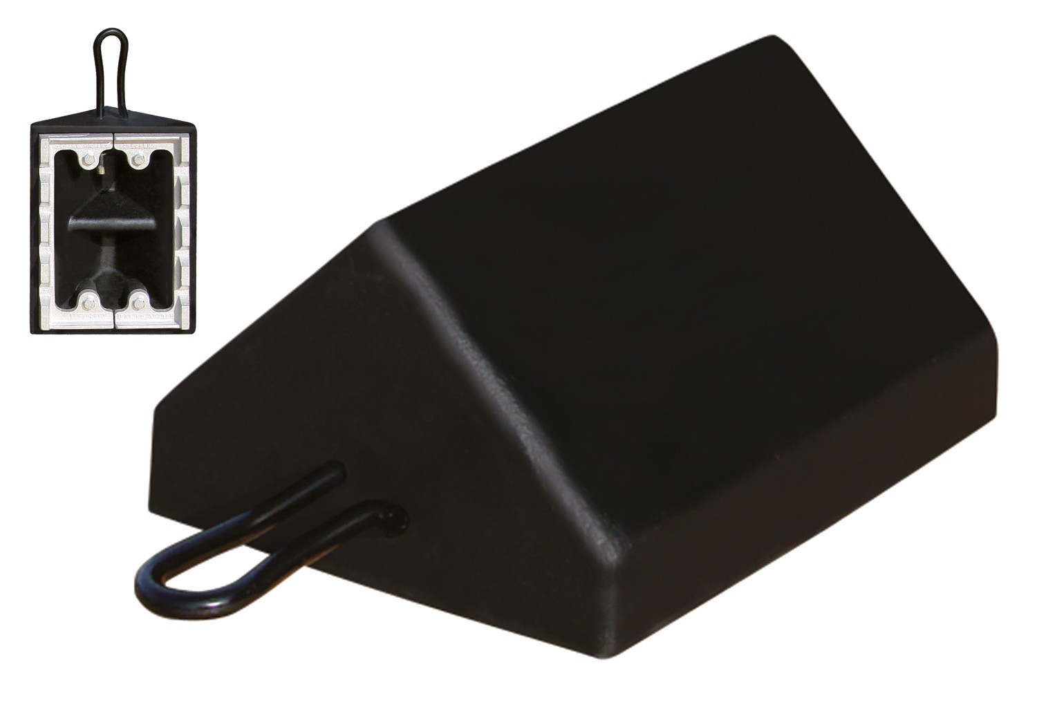 General-Purpose Rubber Wheel Chock with Cored Bottom & Aluminum Cleat, Utility Vehicles - RC450-CL