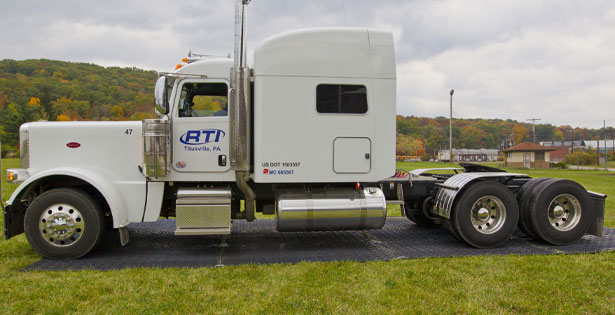 Semi truck with ground protection